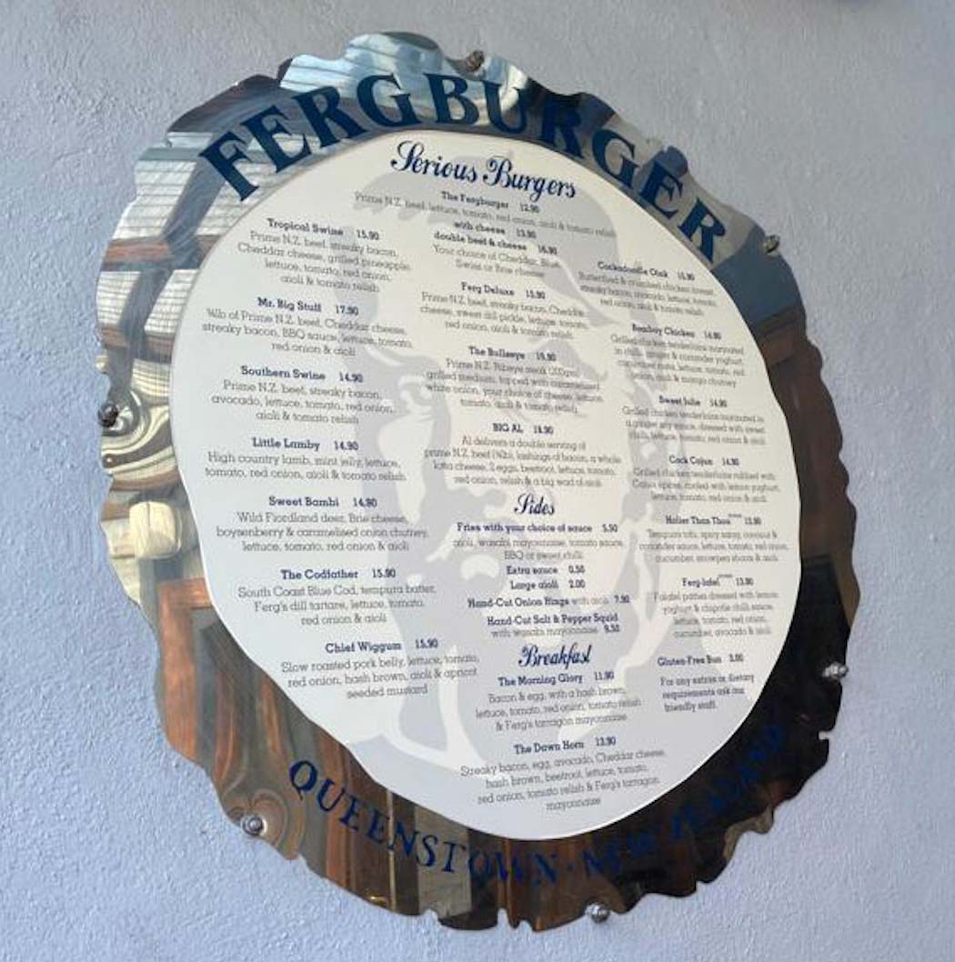 Fergburger menu
